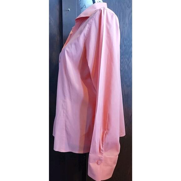 Talbots peach orange Top 12 Petite 12P Button Shirt Wrinkle Resistant Easter - Picture 2 of 6